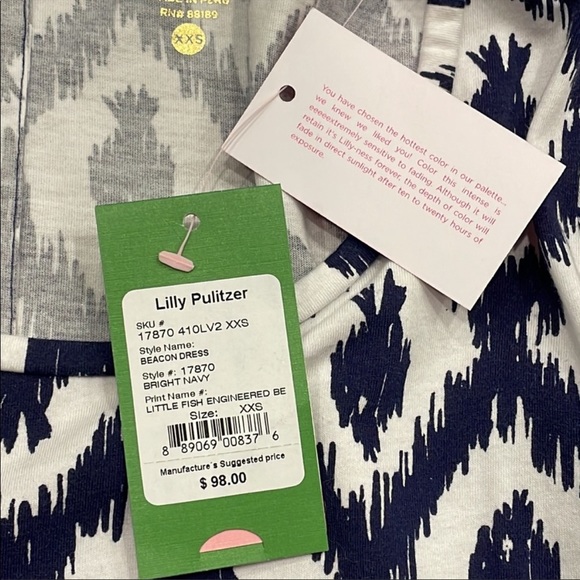 NWT Lilly Pulitzer Navy Beacon T-shirt Dress - Size XXS - Picture 8 of 9